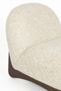 Fauteuil lounge en tissu beige et bois de frêne Loom - Dutchbone