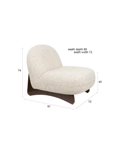 Fauteuil lounge en tissu beige et bois de frêne Loom - Dutchbone