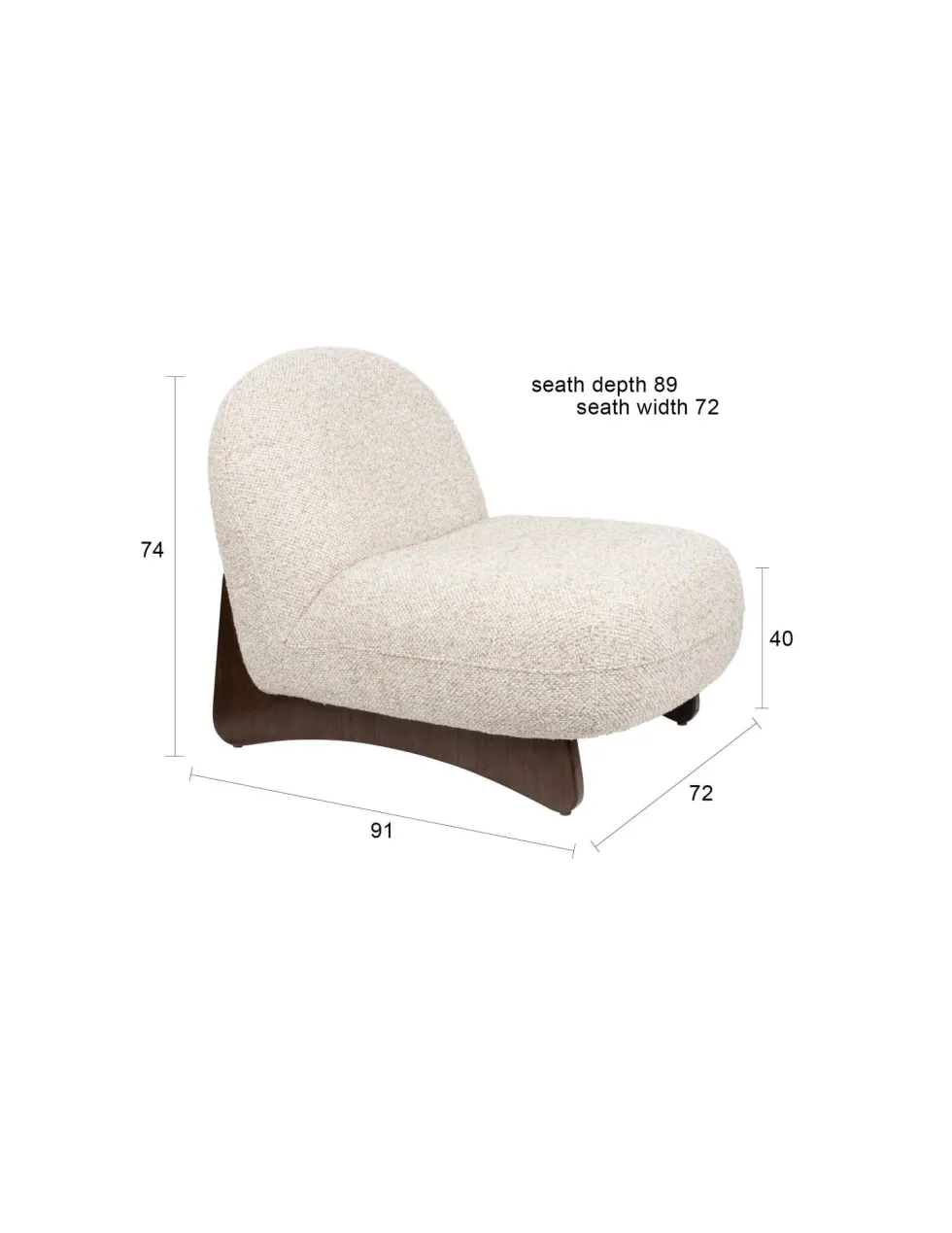 Fauteuil lounge en tissu beige et bois de frêne Loom - Dutchbone
