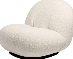 Fauteuil lounge en tissu karakorum dedar blanc et métal noir Pacha - Gubi