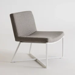 Fauteuil métal et tissus pied-de-poule Zero - Custom form