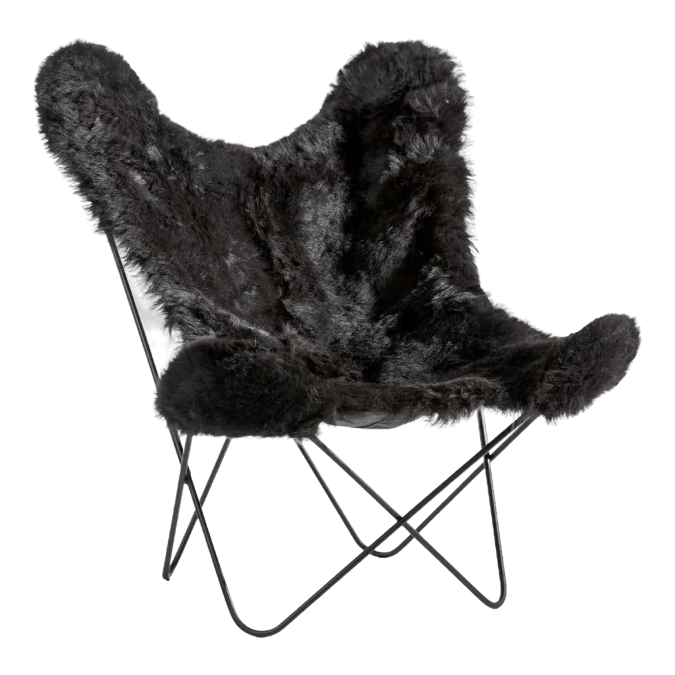 Fauteuil noir avec structure en acier noir Islandais AA - Airborne