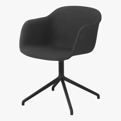Fauteuil noir piétement pivot et assise textile Fiber - Muuto