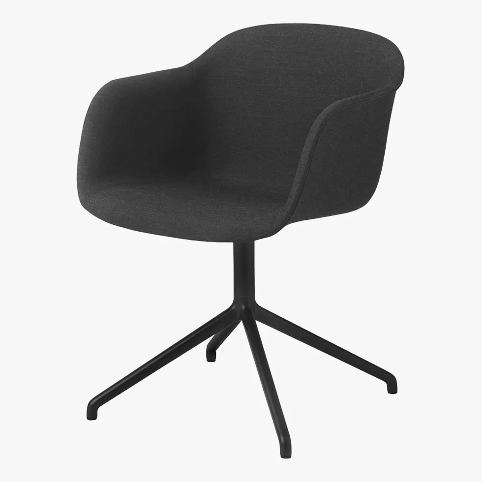 Fauteuil noir piétement pivot et assise textile Fiber - Muuto