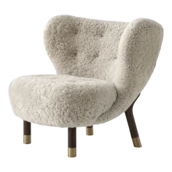 Fauteuil noyer et peau de mouton détails laiton Little Petra VB1 Edition Limitée - &tradition