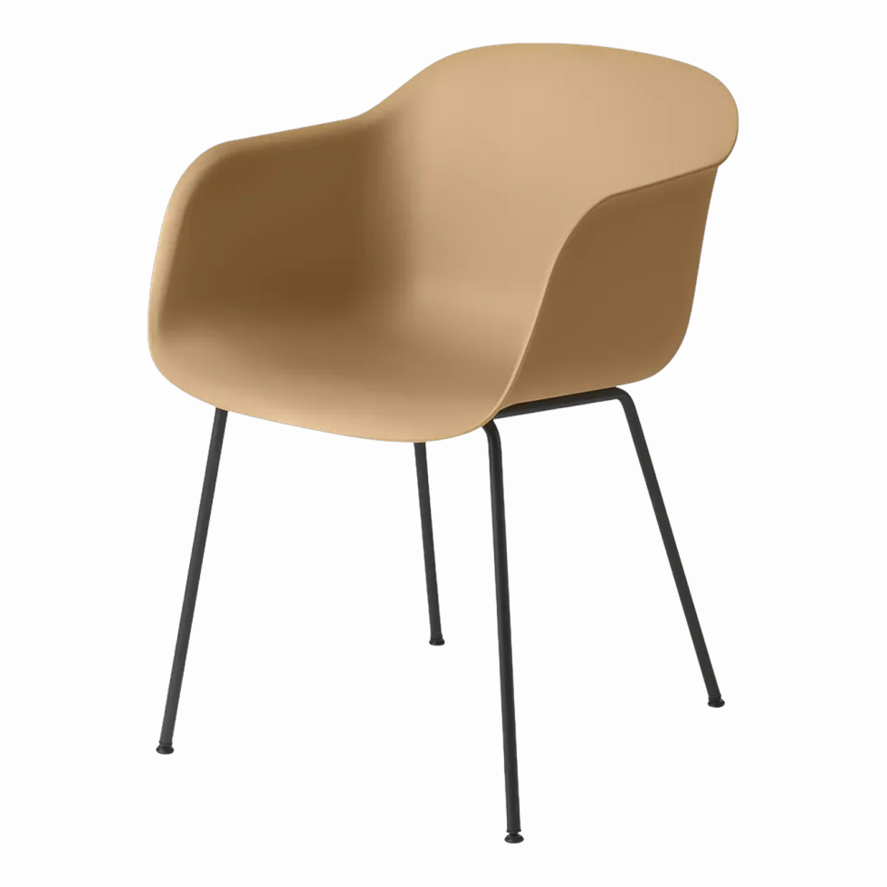 Fauteuil ocre piétement tubes Fiber - Muuto