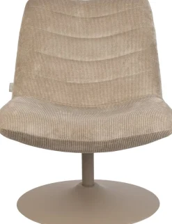 Fauteuil pivotant en velours côtelé beige 85cm Bubba - Zuiver