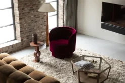 Fauteuil pivotant en velours rouge 77x79x78cm Dorothy - Dutchbone