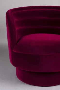 Fauteuil pivotant en velours rouge 77x79x78cm Dorothy - Dutchbone