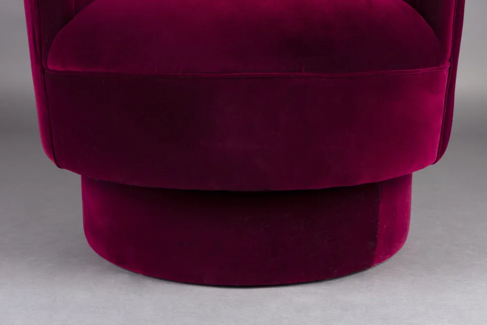 Fauteuil pivotant en velours rouge 77x79x78cm Dorothy - Dutchbone