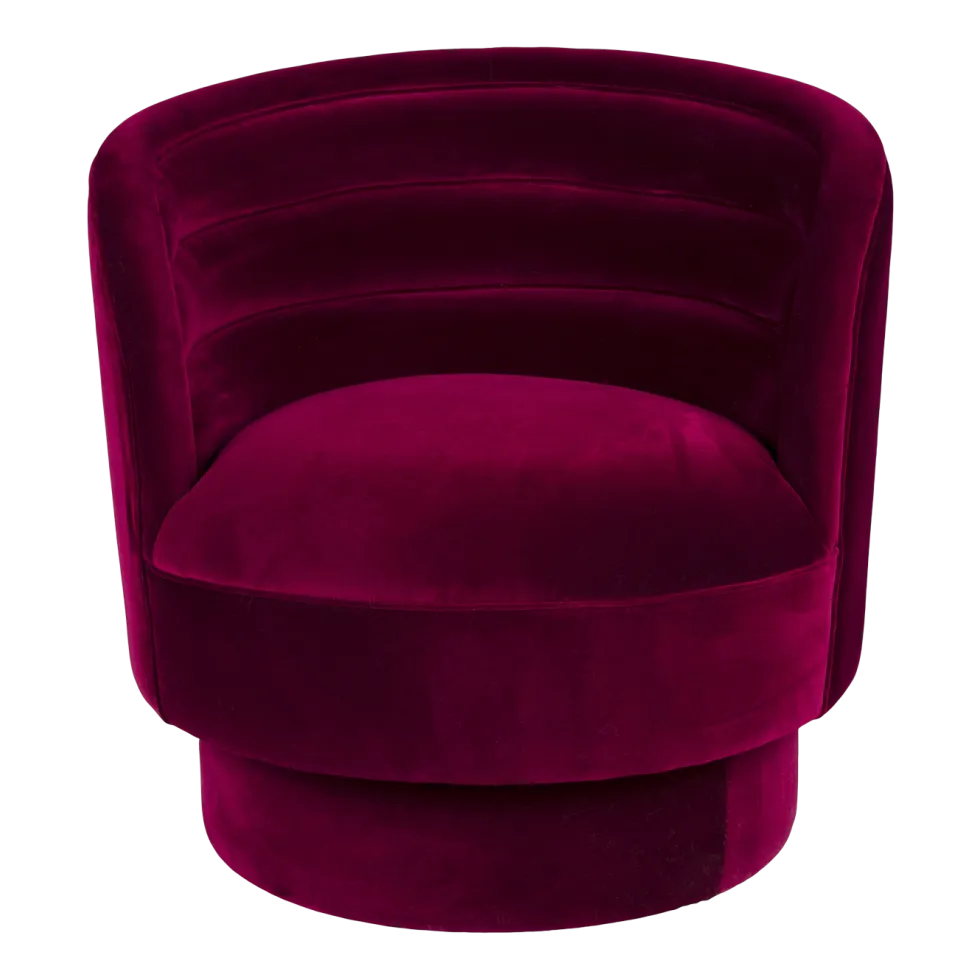 Fauteuil pivotant en velours rouge 77x79x78cm Dorothy - Dutchbone
