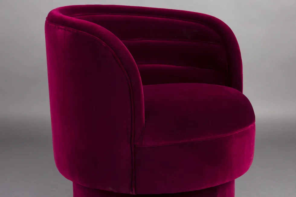 Fauteuil pivotant en velours rouge 77x79x78cm Dorothy - Dutchbone