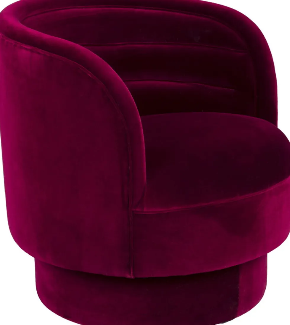 Fauteuil pivotant en velours rouge 77x79x78cm Dorothy - Dutchbone