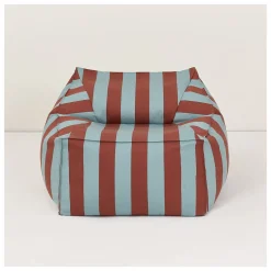 Fauteuil pouf d'extérieur en tissu déperlant à rayures bleu et rouge 80 x 90 x 58 cm Lenny - Nobodinoz