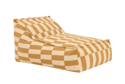 Fauteuil pouf en coton bio à carreaux jaune moutarde 70 x 105 x 57 cm Vibes - Nobodinoz