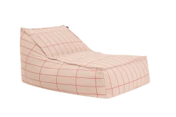 Fauteuil pouf en coton bio à carreaux rose et rouge 70 x 105 x 57 cm Vibes - Nobodinoz