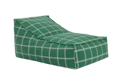 Fauteuil pouf en coton bio à carreaux vert et blanc 70 x 105 x 57 cm Vibes - Nobodinoz