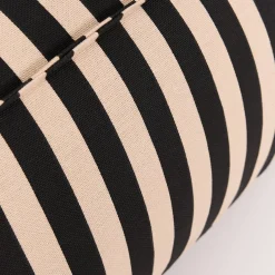 Fauteuil pouf en coton à rayures noir et beige 105 x 105 x 60 cm Ziggy - Nobodinoz