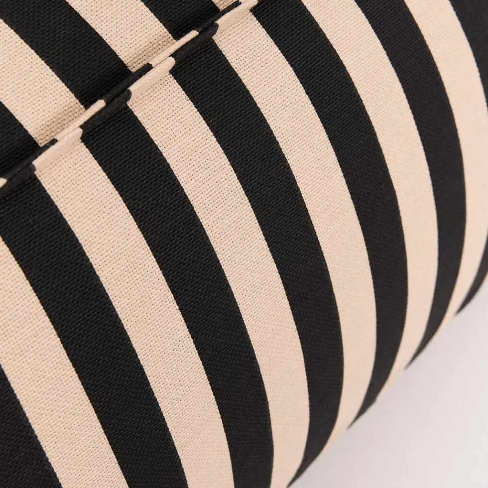 Fauteuil pouf en coton à rayures noir et beige 105 x 105 x 60 cm Ziggy - Nobodinoz