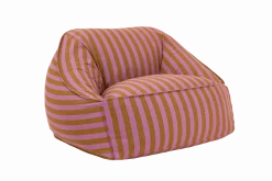 Fauteuil pouf en coton à rayures rose et jaune curry 105 x 105 x 60 cm Ziggy - Nobodinoz