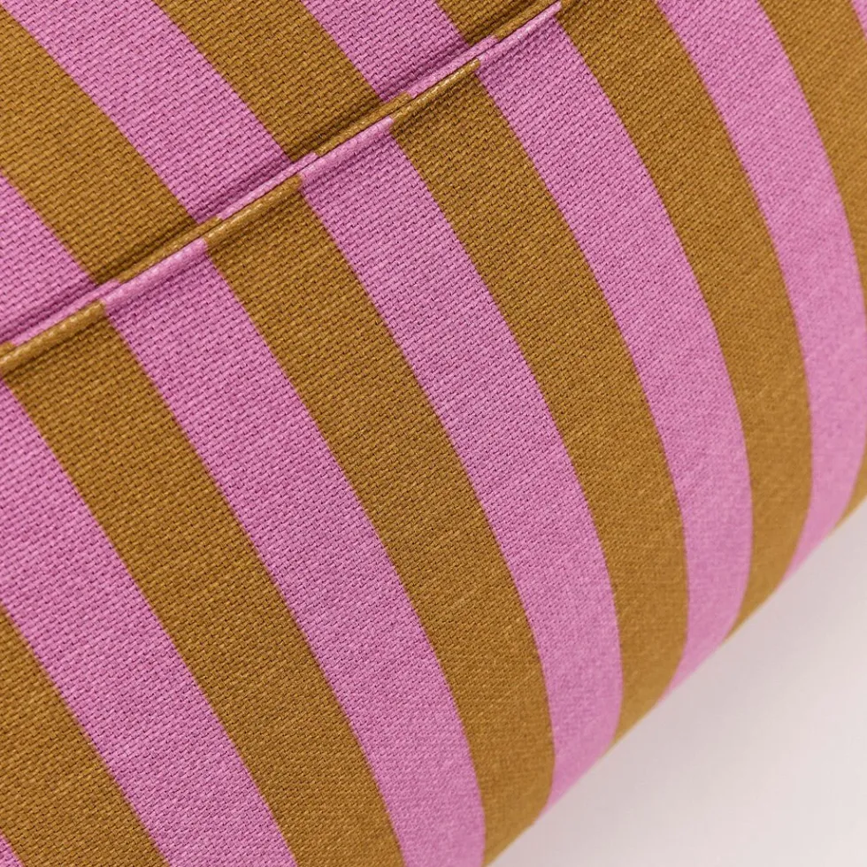Fauteuil pouf en coton à rayures rose et jaune curry 105 x 105 x 60 cm Ziggy - Nobodinoz
