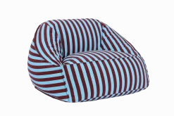 Fauteuil pouf en coton à rayures rouge bordeaux et bleu 105 x 105 x 60 cm Ziggy - Nobodinoz