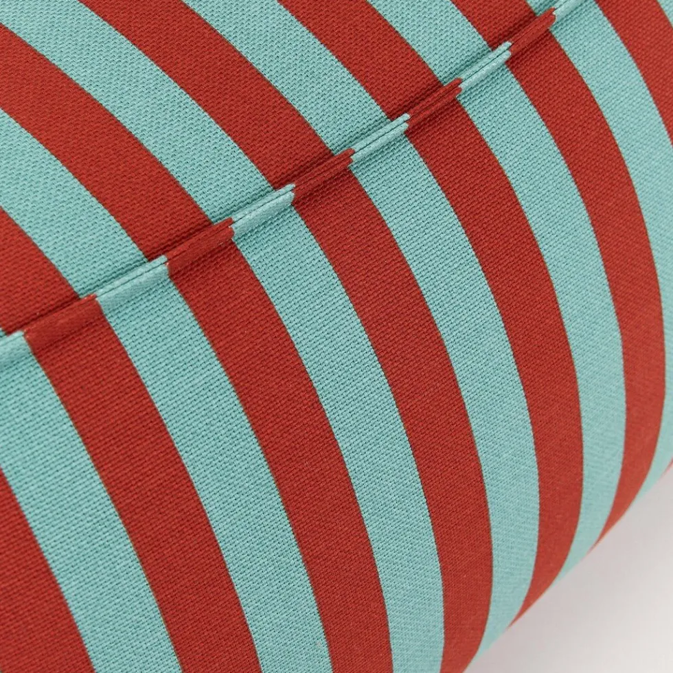 Fauteuil pouf en coton à rayures rouge et vert 105 x 105 x 60 cm Ziggy - Nobodinoz