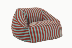 Fauteuil pouf en coton à rayures rouge et vert 105 x 105 x 60 cm Ziggy - Nobodinoz