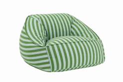 Fauteuil pouf en coton à rayures vert et bleu 105 x 105 x 60 cm Ziggy - Nobodinoz