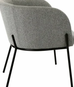 Fauteuil relax en polyester gris clair avec pieds couleur noir Polka - Pomax