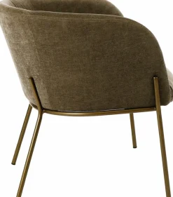 Fauteuil relax en velours marron avec pieds couleur bronze Polka - Pomax