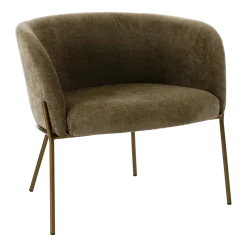 Fauteuil relax en velours marron avec pieds couleur bronze Polka - Pomax