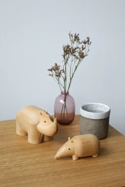 Figurine en bouleau naturel rhinocéros I Piccolini - EMKO