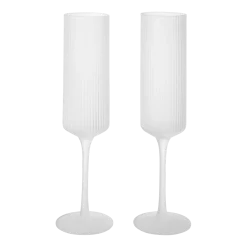 Flutes à champagne en verre givré 22x6cm Ripple - Ferm living