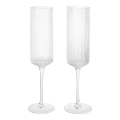 Flutes à champagne en verre transparent 22x6cm Ripple - Ferm living