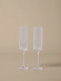 Flutes à champagne en verre transparent 22x6cm Ripple - Ferm living