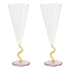 2 Flutes de champagne en verre caramel 18cl 21x7,5cm Curve - &Klevering