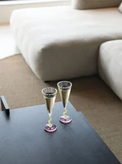 2 Flutes de champagne en verre caramel 18cl 21x7,5cm Curve - &Klevering