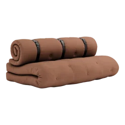 Futon canapé convertible en coton argile brune 140x95x60cm Buckle-up - Karup Design