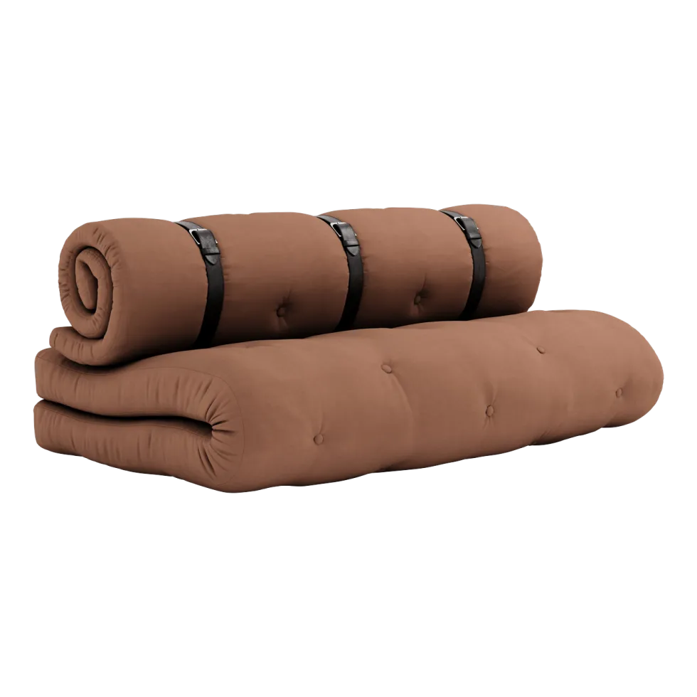 Futon canapé convertible en coton argile brune 140x95x60cm Buckle-up - Karup Design