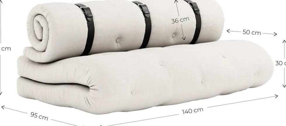 Futon canapé convertible en coton argile brune 140x95x60cm Buckle-up - Karup Design