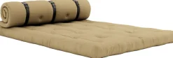 Futon canapé convertible en coton beige blé 140x95x60cm Buckle-up - Karup Design