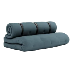 Futon canapé convertible en coton bleu pétrole 140x95x60cm Buckle-up - Karup Design