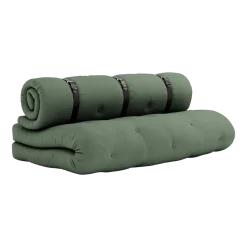 Futon canapé convertible en coton vert olive 140x95x60cm Buckle-up - Karup Design