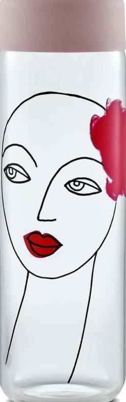 Gourde avec couvercle rose Rock & Pop Finesse - Nude Glass