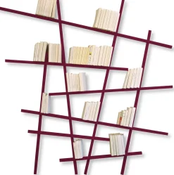 Grande bibliothèque en hêtre laqué Aubergine Mikado - Compagnie