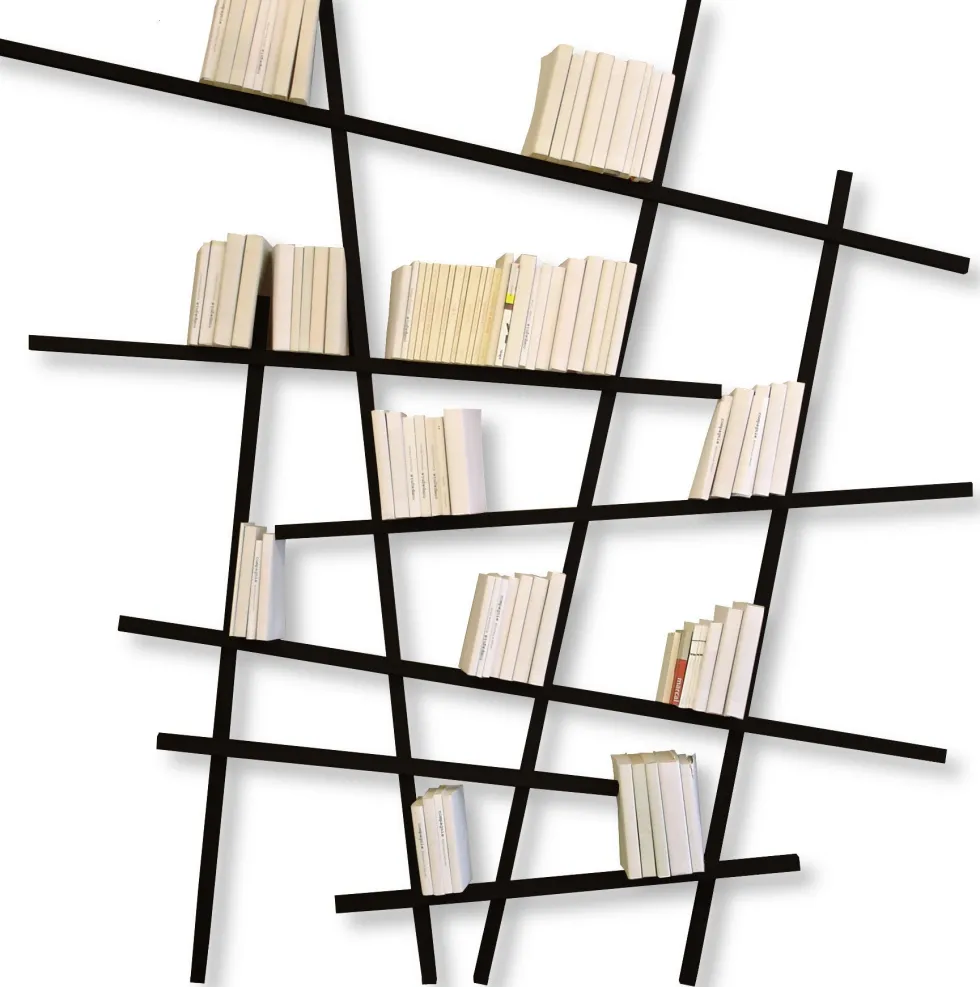 Grande bibliothèque en hêtre laqué Noir Mikado - Compagnie