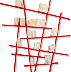Grande bibliothèque en hêtre laqué Rouge Mikado - Compagnie
