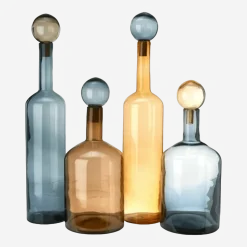 4 grandes bouteilles bleu et marron en verre Bubbles & Bottles - Pols Potten