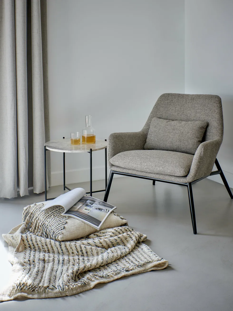 Grand fauteuil confort en tissu beige Hailey - Pomax